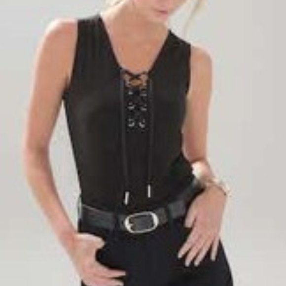 Black - White House Black Market MJ Lace Up Tank - Picture 3 of 7